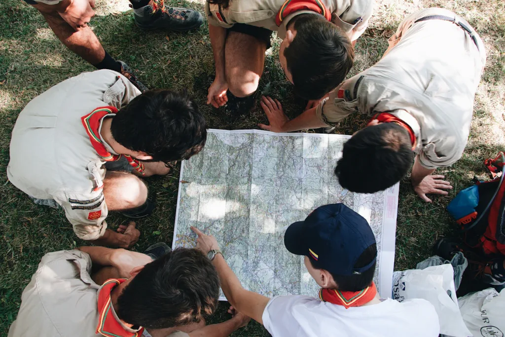 Children looking at a map