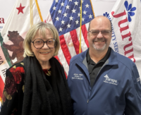 Image of President Betty Folsom and Vice President Anthony Herda standing next to each other.